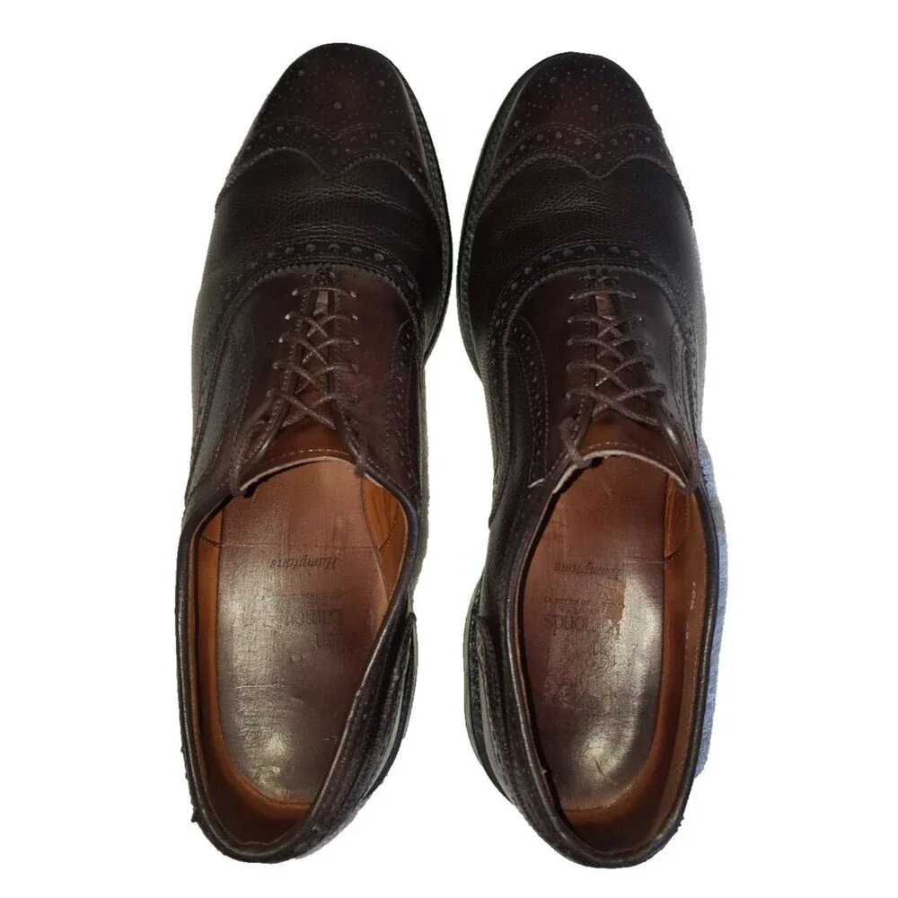 Allen Edmonds Hamptons 6621 Wingtip Oxfords Sz10.5 B Brown Burnished Calf Great